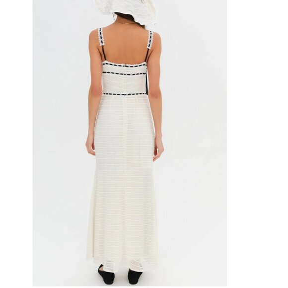 NEW $249 FOR LOVE AND LEMONS MAYFAIR WHITE CROCHET MAXI DRESS SIZE M - Picture 3 of 14